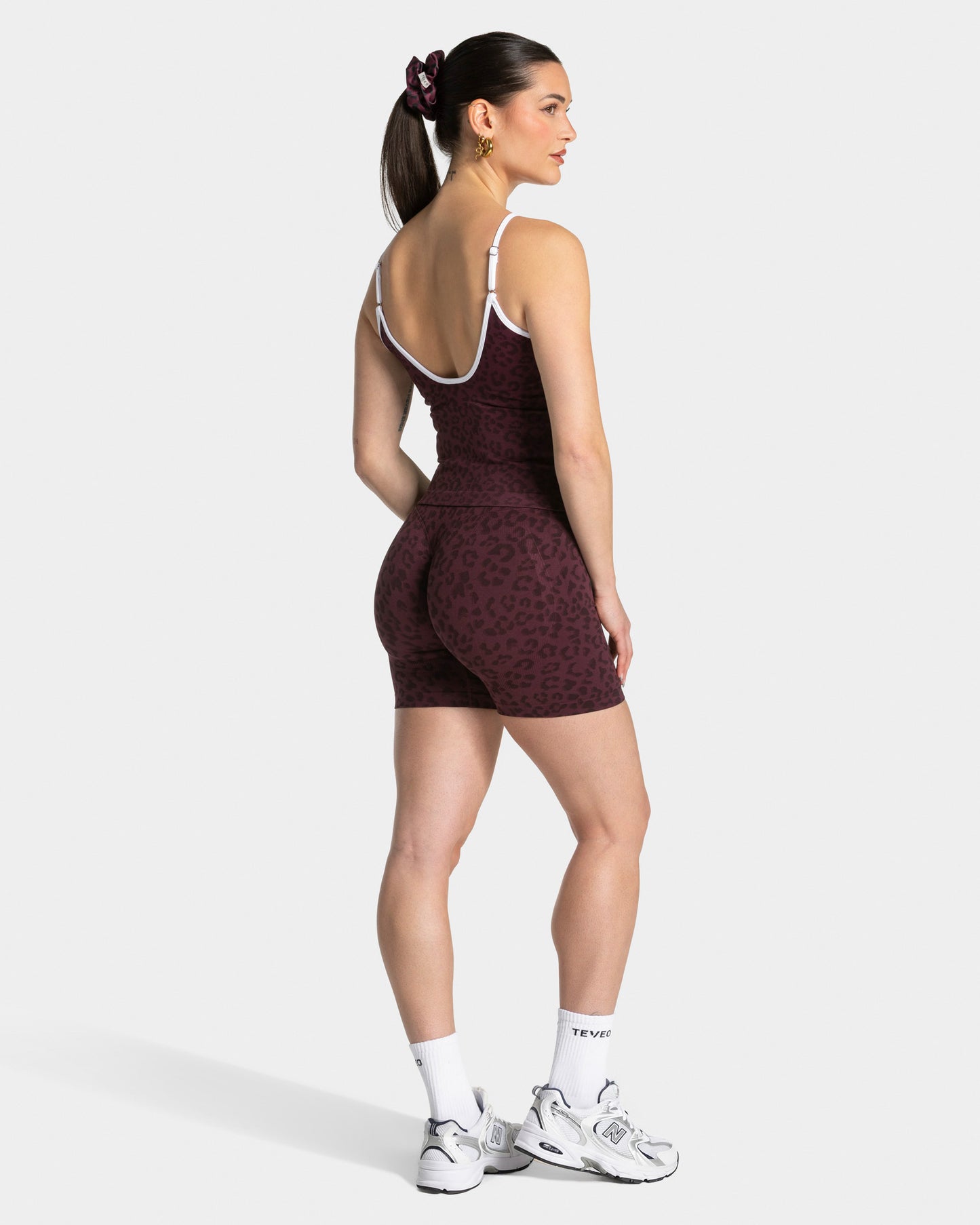 Shorts Sculpt Scrunch Contrastline “Stampa leopardata Merlot"