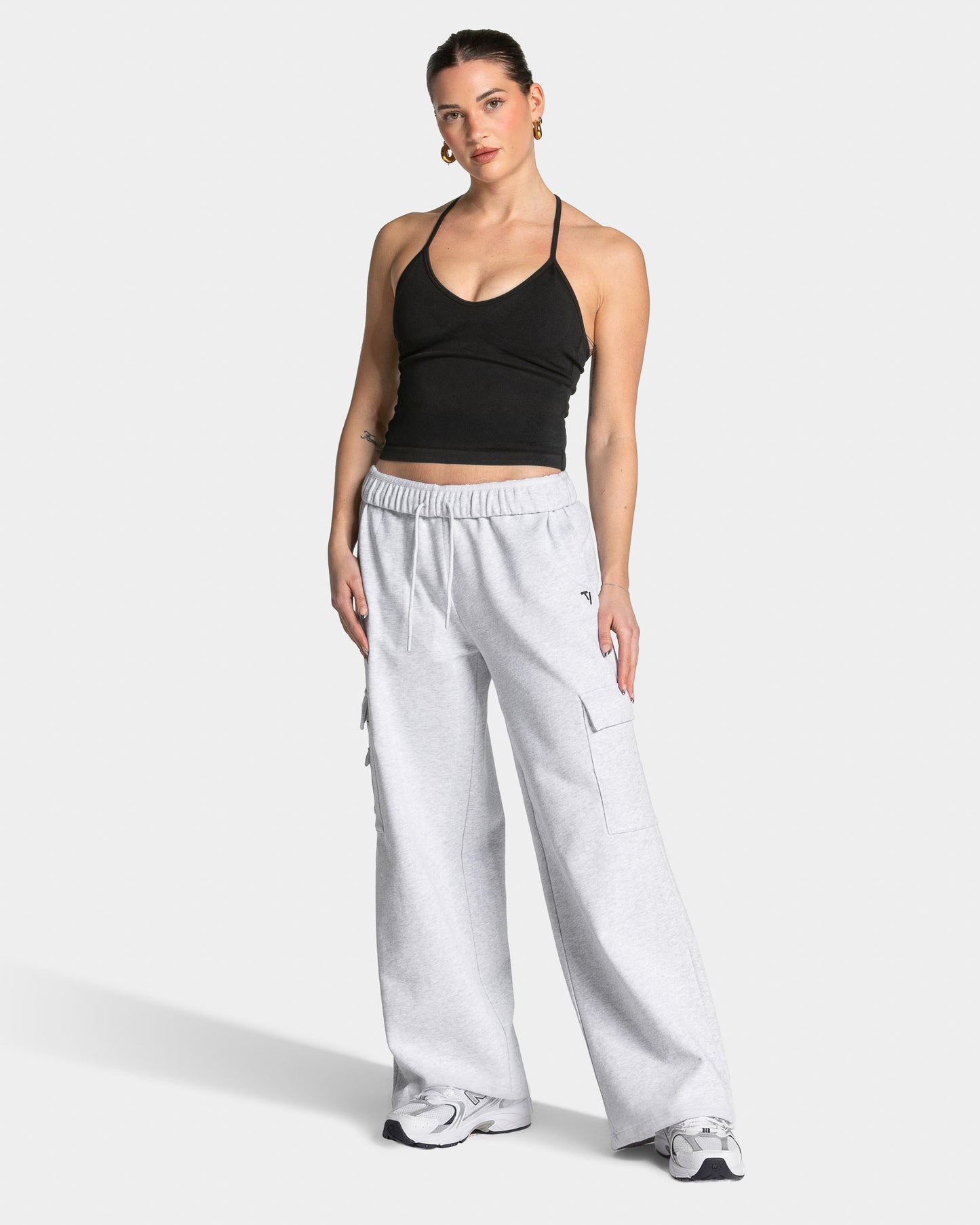 Joggery Lift Wide Leg Cargo „Biały melanż”