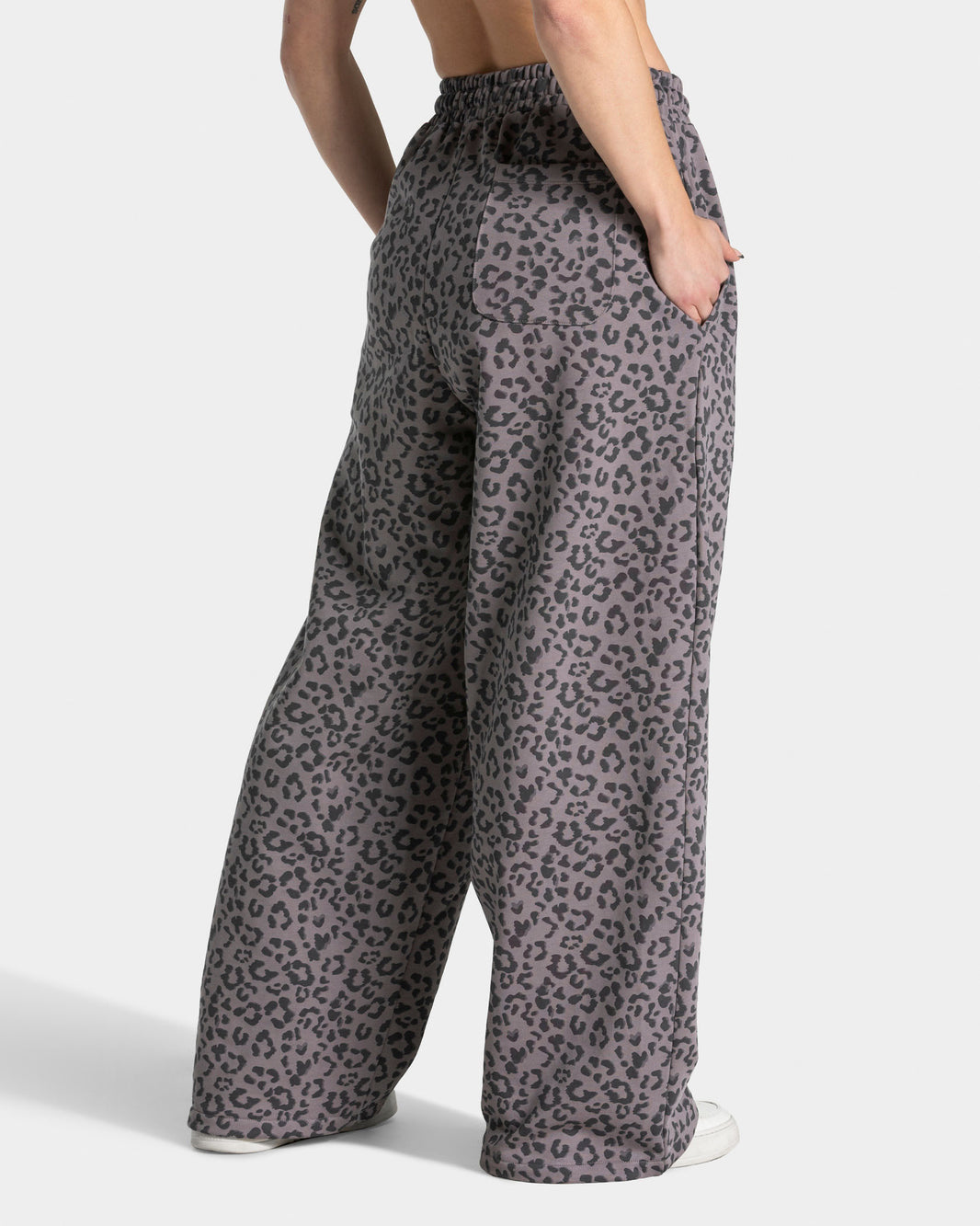 Joggers Wide Leg Contrastline “Stampa leopardata Grafite"