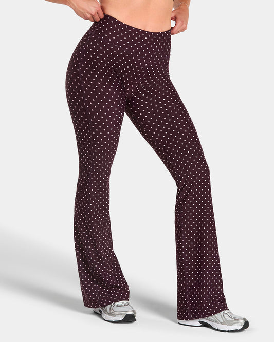 Allrounder Flared Leggings – Regular ‘Merlot Polka Dot’