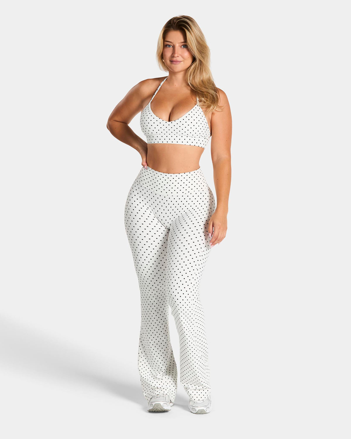 Allrounder Flared Leggings – Regular ‘White Polka Dot’