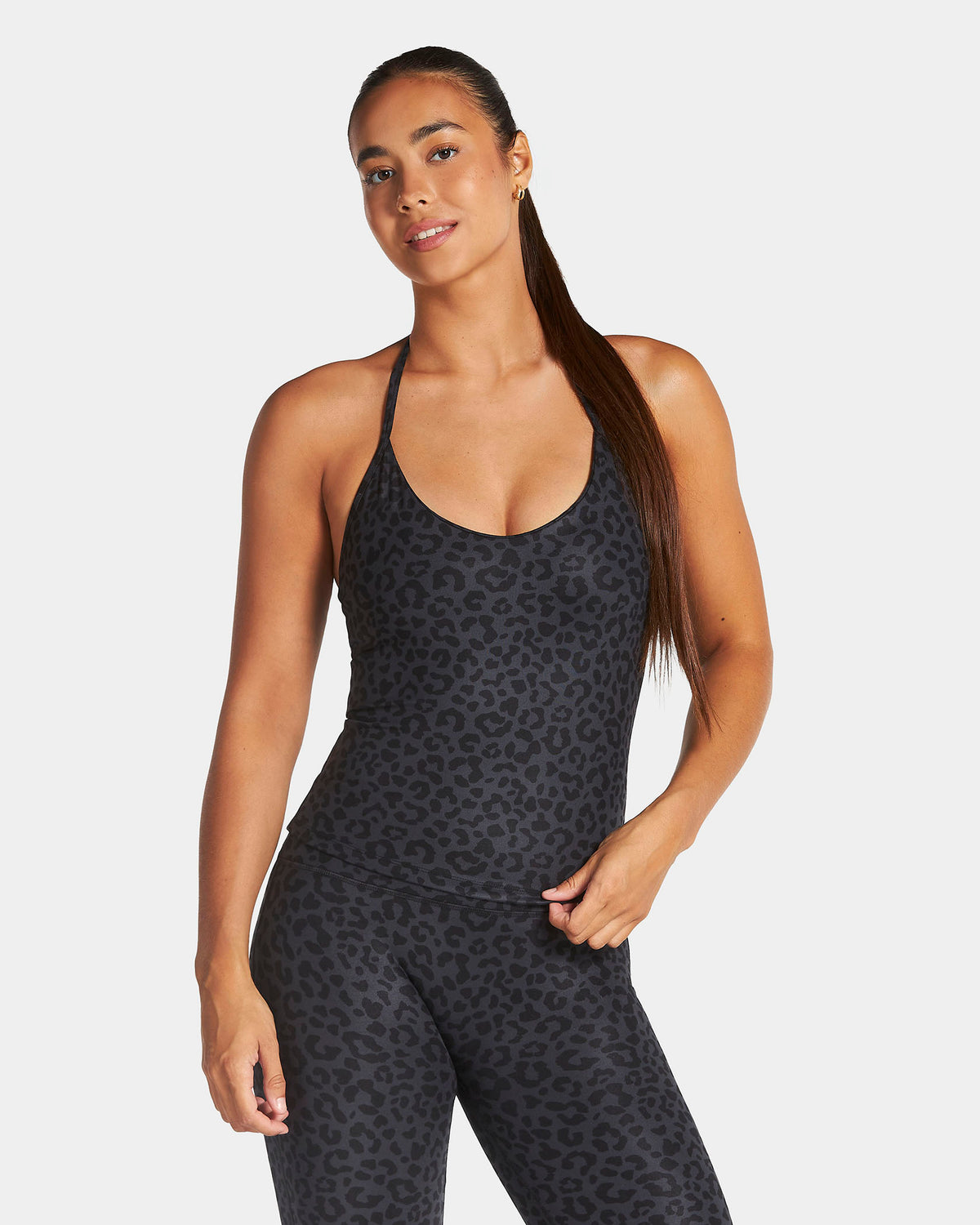Camiseta de tirantes finos Allrounder Neckholder «leopardo negro»