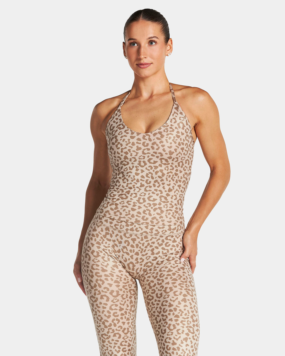 Camiseta de tirantes finos Allrounder Neckholder «leopardo Dune»