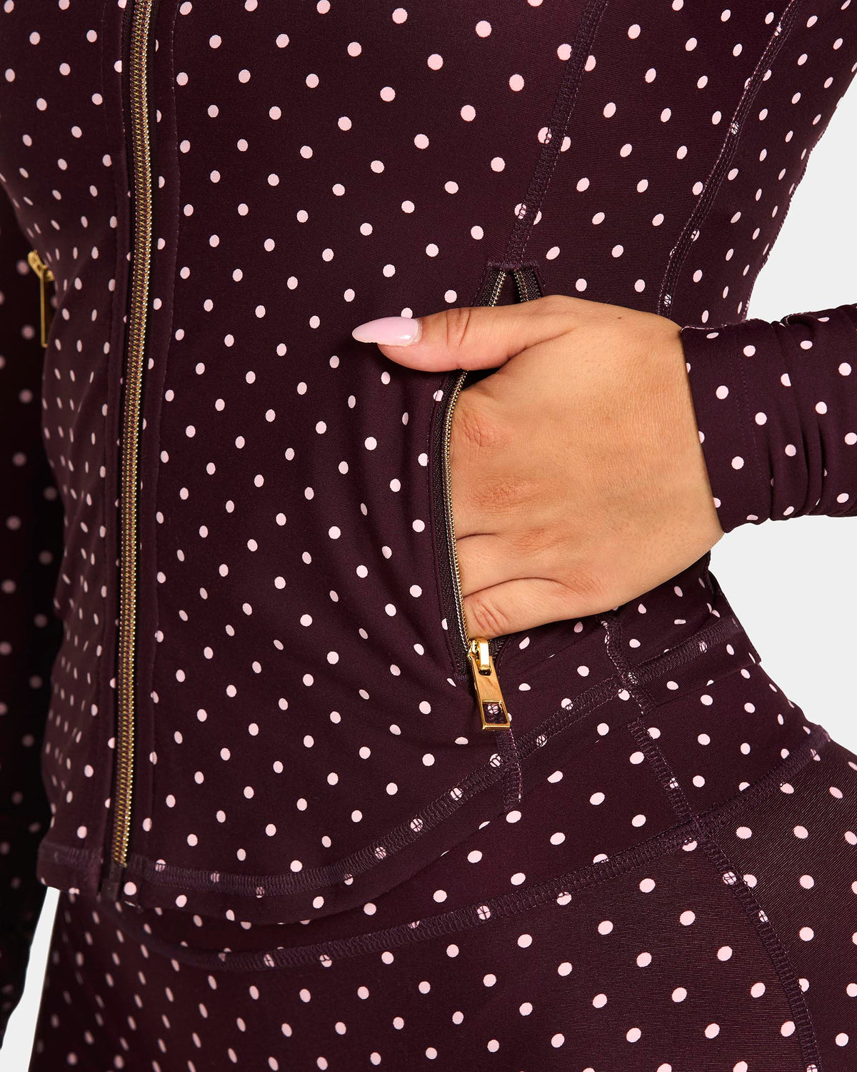 Giacca con zip Shaping Allrounder "Pois su fondo Merlot"