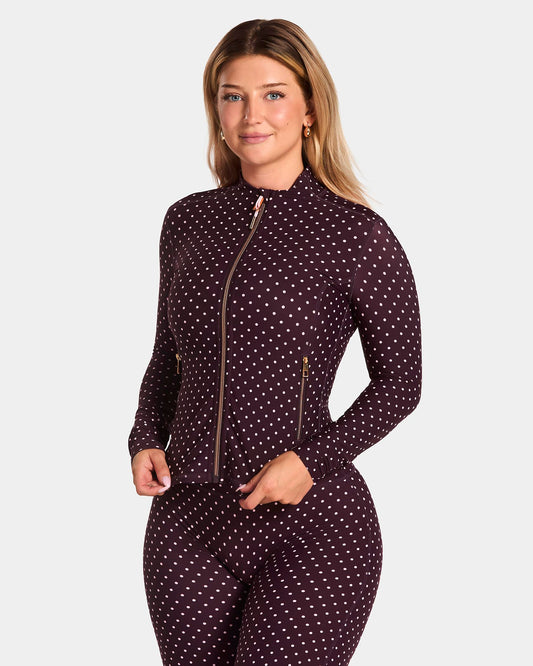 Allrounder Shaping Zip Jacket ‘Merlot Polka Dot’