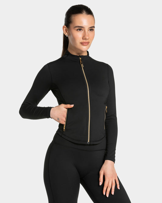Veste de sport zippée sculptante Allrounder « noir - doré »