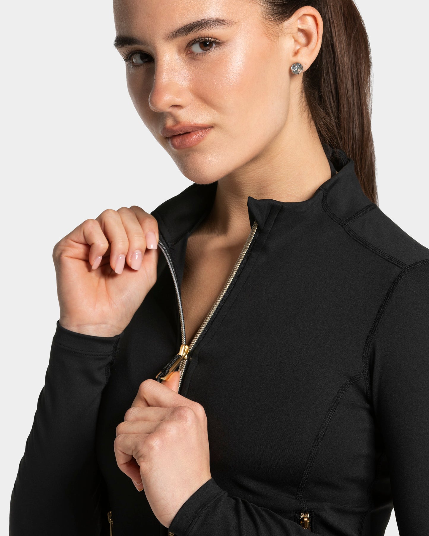 Veste de sport zippée sculptante Allrounder « noir - doré »