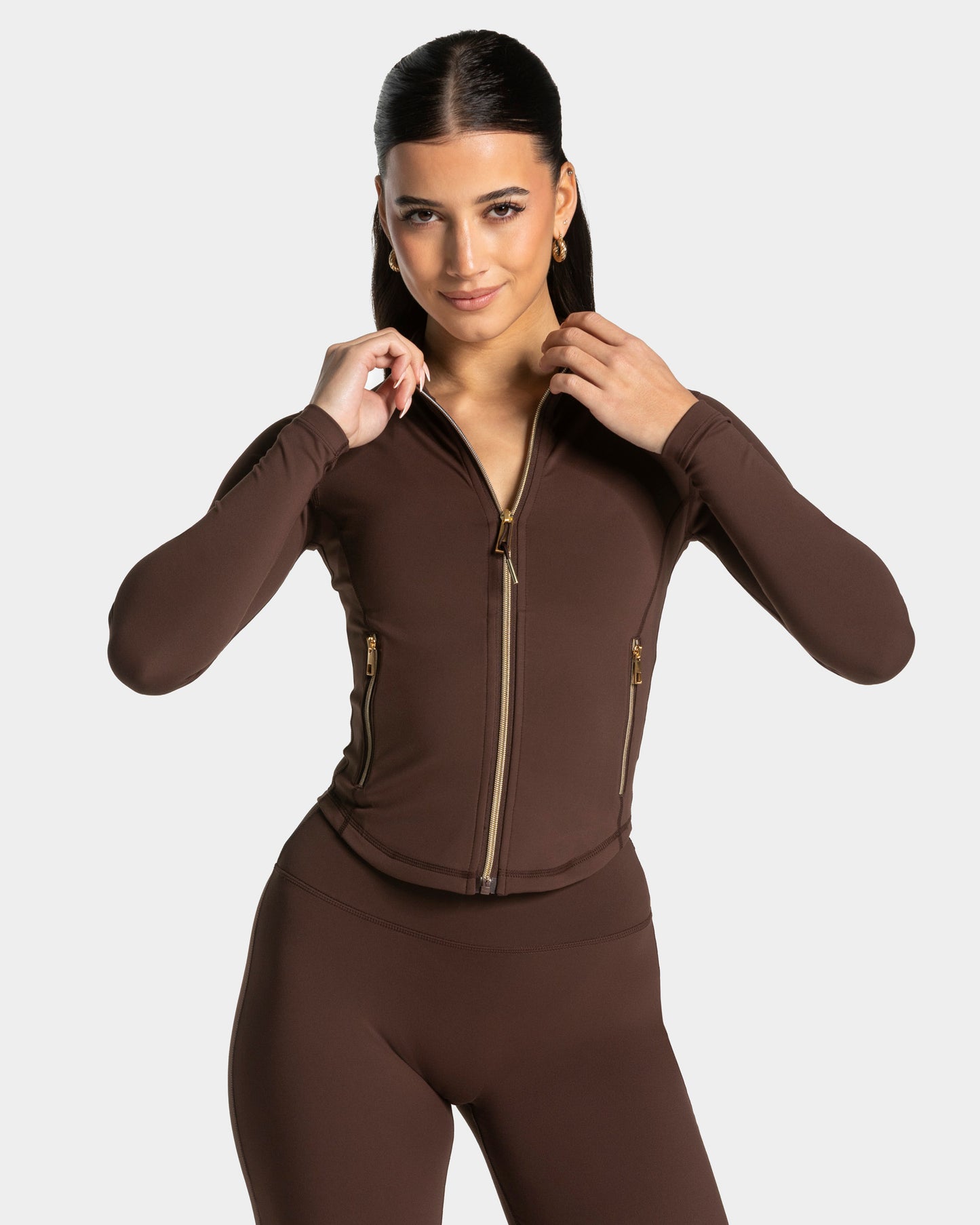 Giacca con zip Shaping Allrounder "Espresso - Gold"