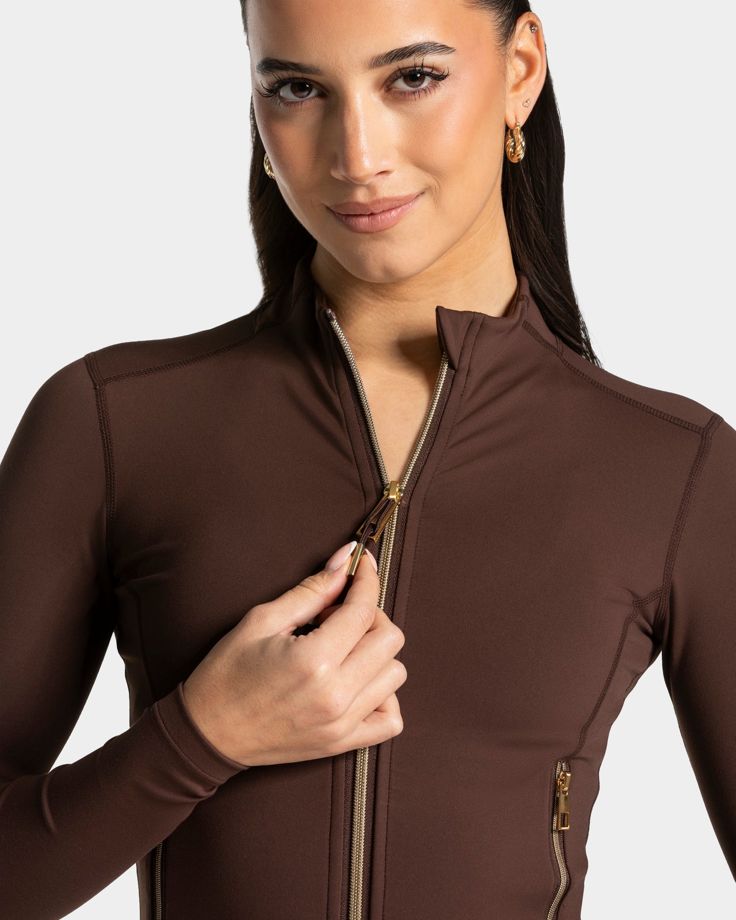 Giacca con zip Shaping Allrounder "Espresso - Gold"