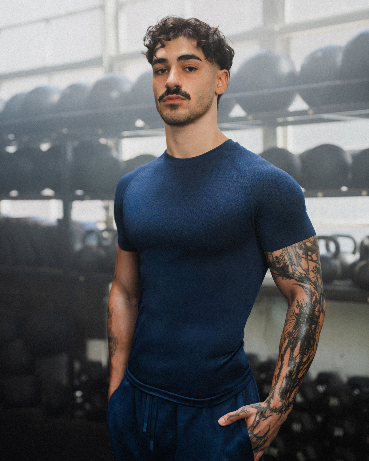 T-shirt moulant Training « Bleu foncé »