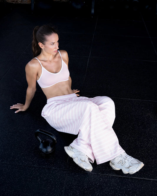 Pantalon de jogging jambe large Contrastline « Stripe Blossom »