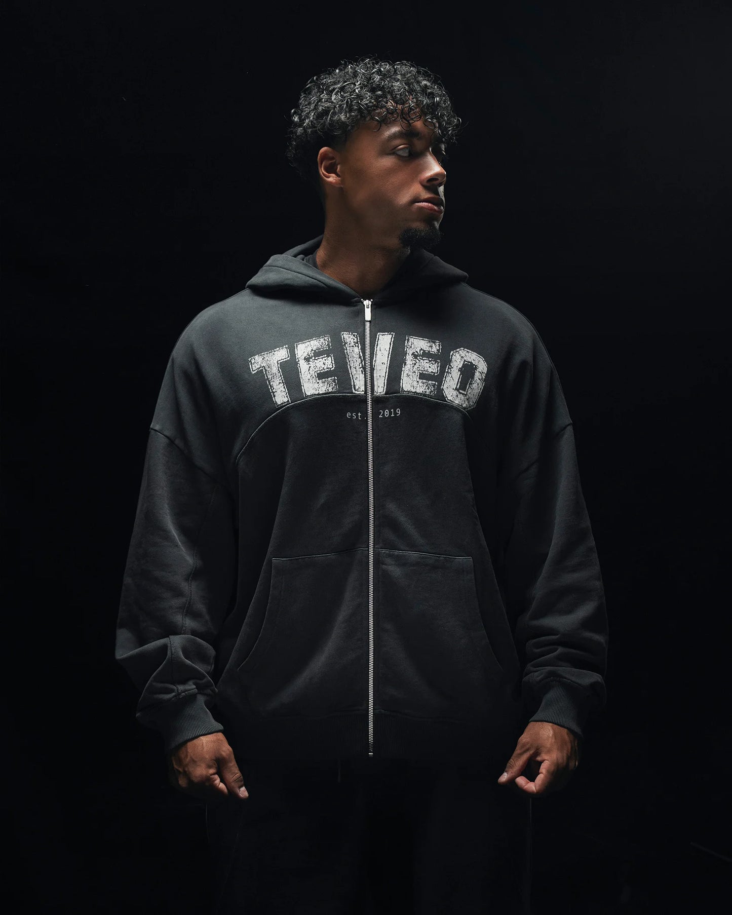 Sweat à capuche zippé oversize Legacy Lifting « Noir Acid »