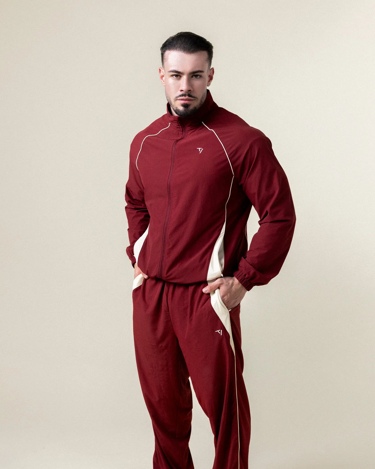 Track Zip Jacke "Weinrot"