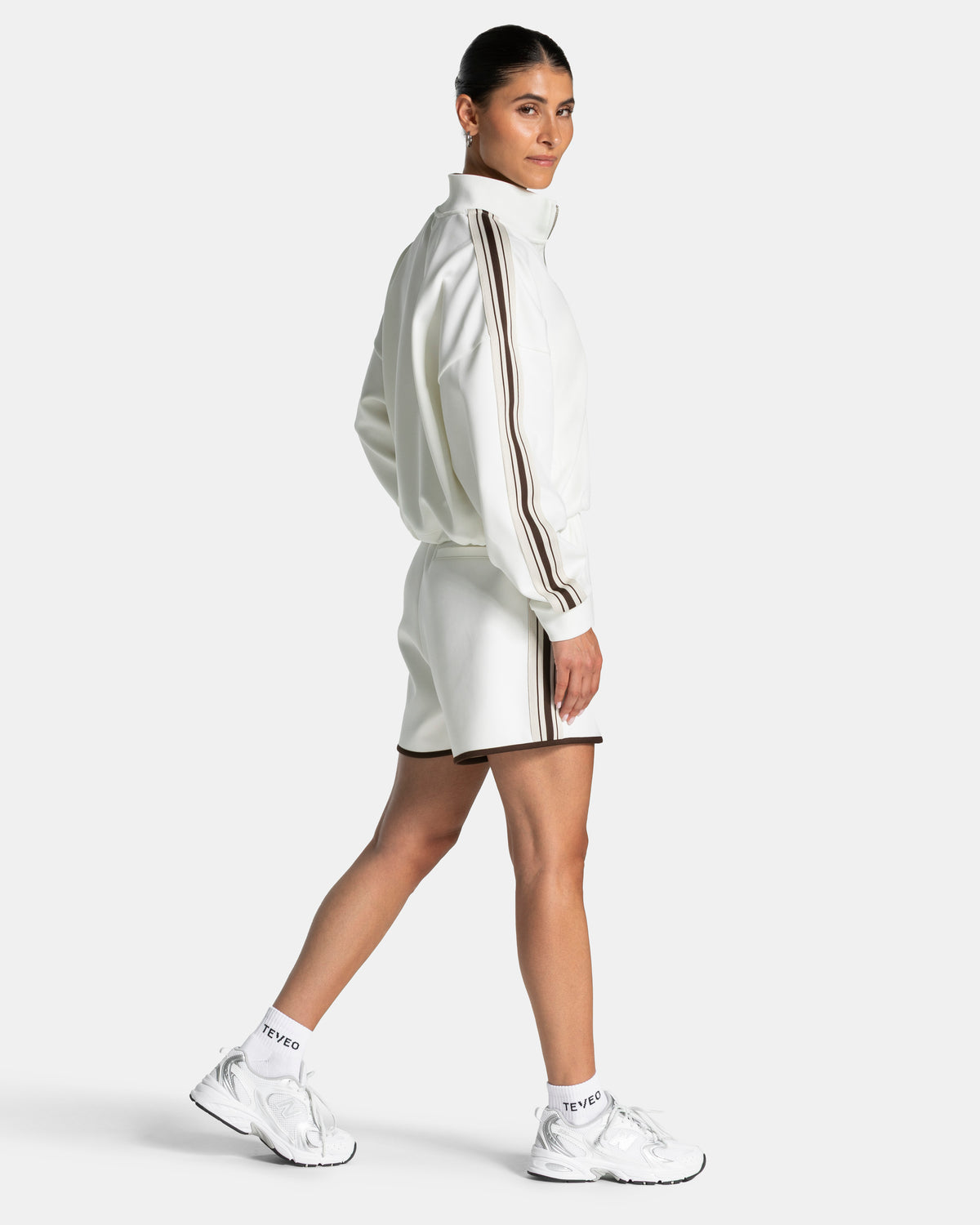 Chaqueta cropped con cremallera Club «blanco roto»