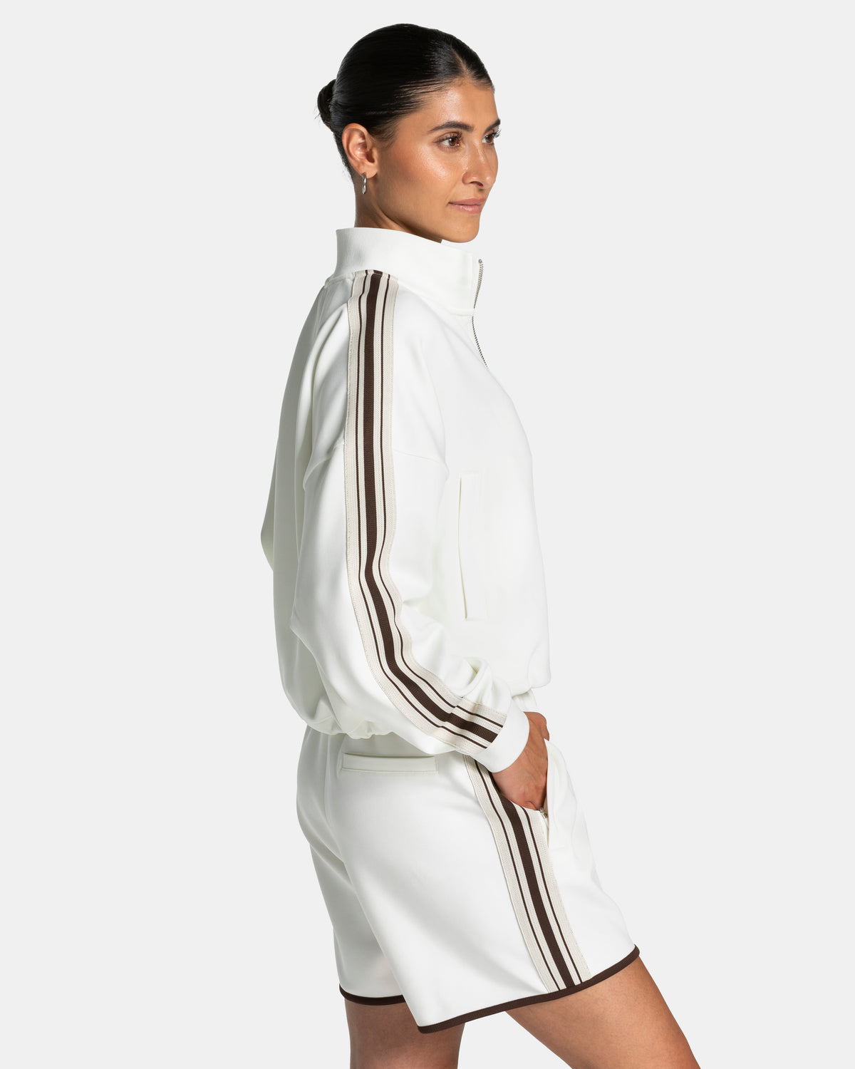 Chaqueta cropped con cremallera Club «blanco roto»