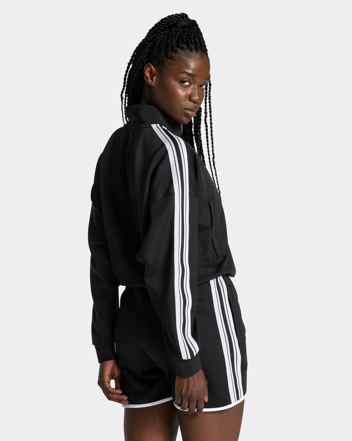 Club Cropped Zip Jacke "Schwarz"