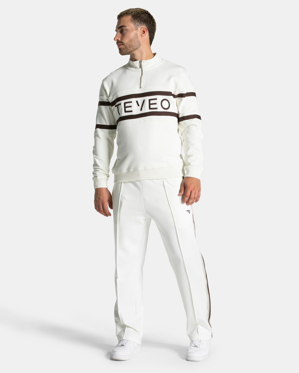 Sudadera Club Half Zip «blanco roto - Espresso»