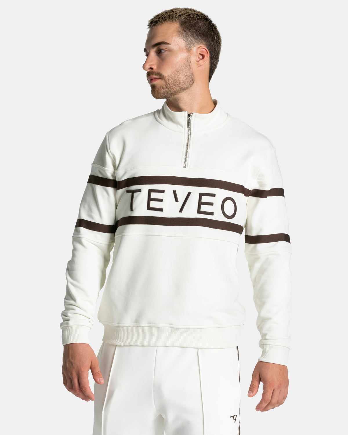 Sudadera Club Half Zip «blanco roto - Espresso»
