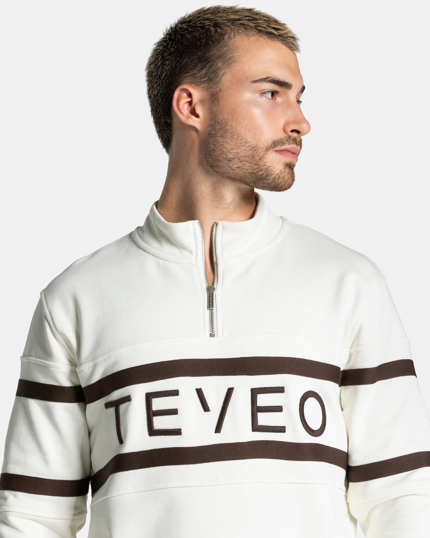Sudadera Club Half Zip «blanco roto - Espresso»