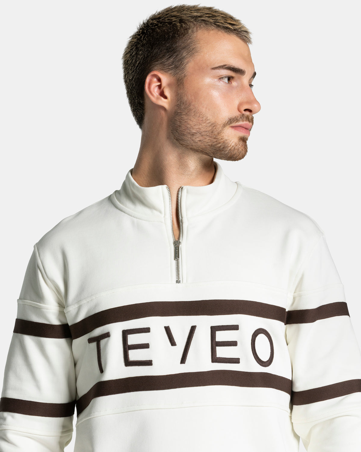 Sudadera Club Half Zip «blanco roto - Espresso»