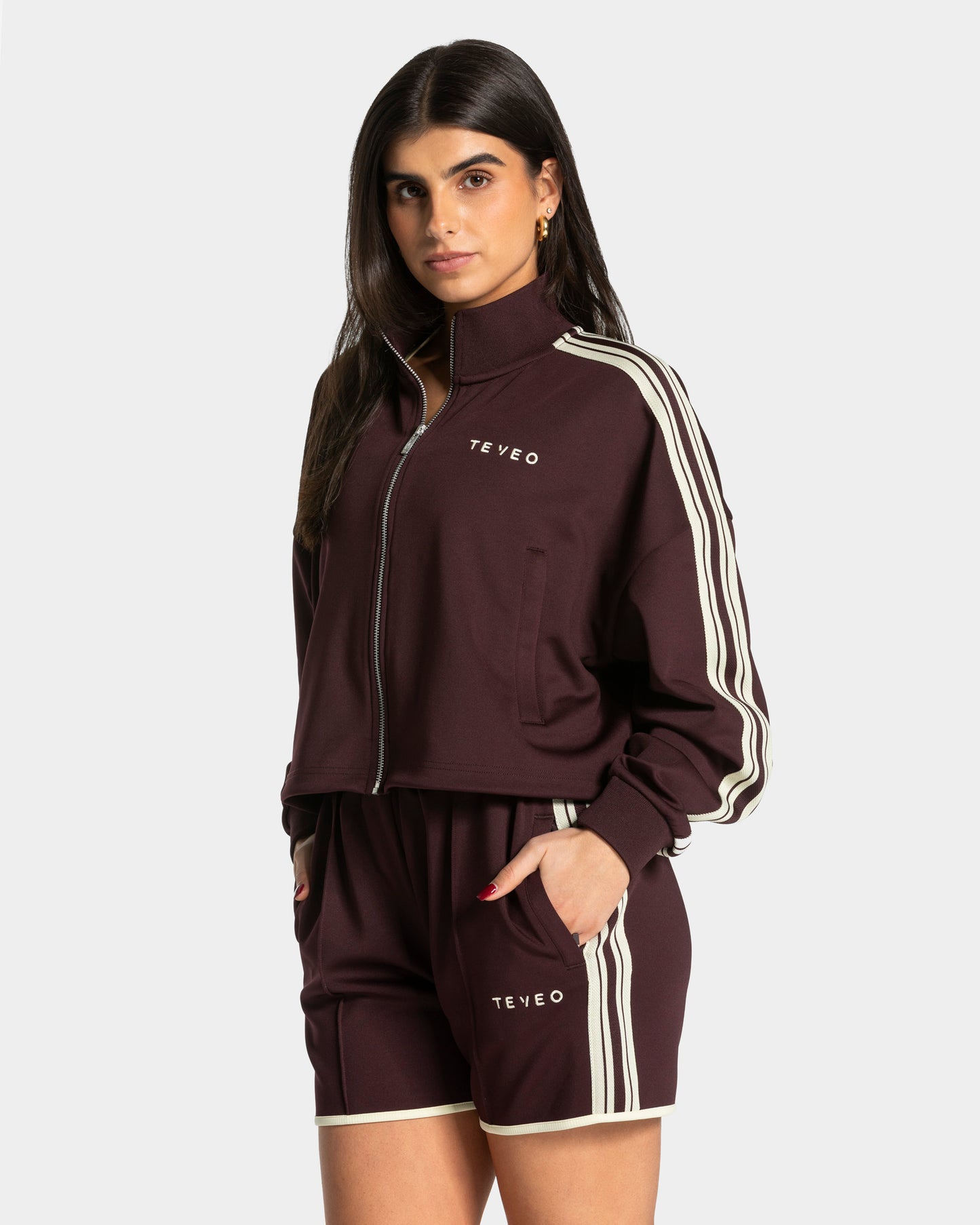 Club Cropped Zip Jacket ‘Merlot’