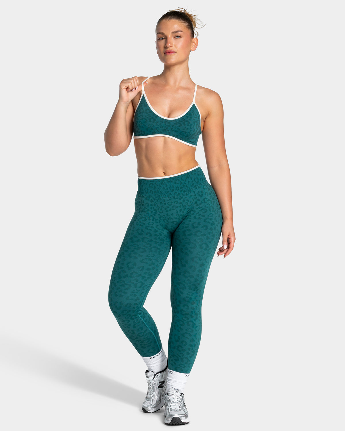 Contrastline Sculpt Scrunch Leggings ‘Petrol Leopard’