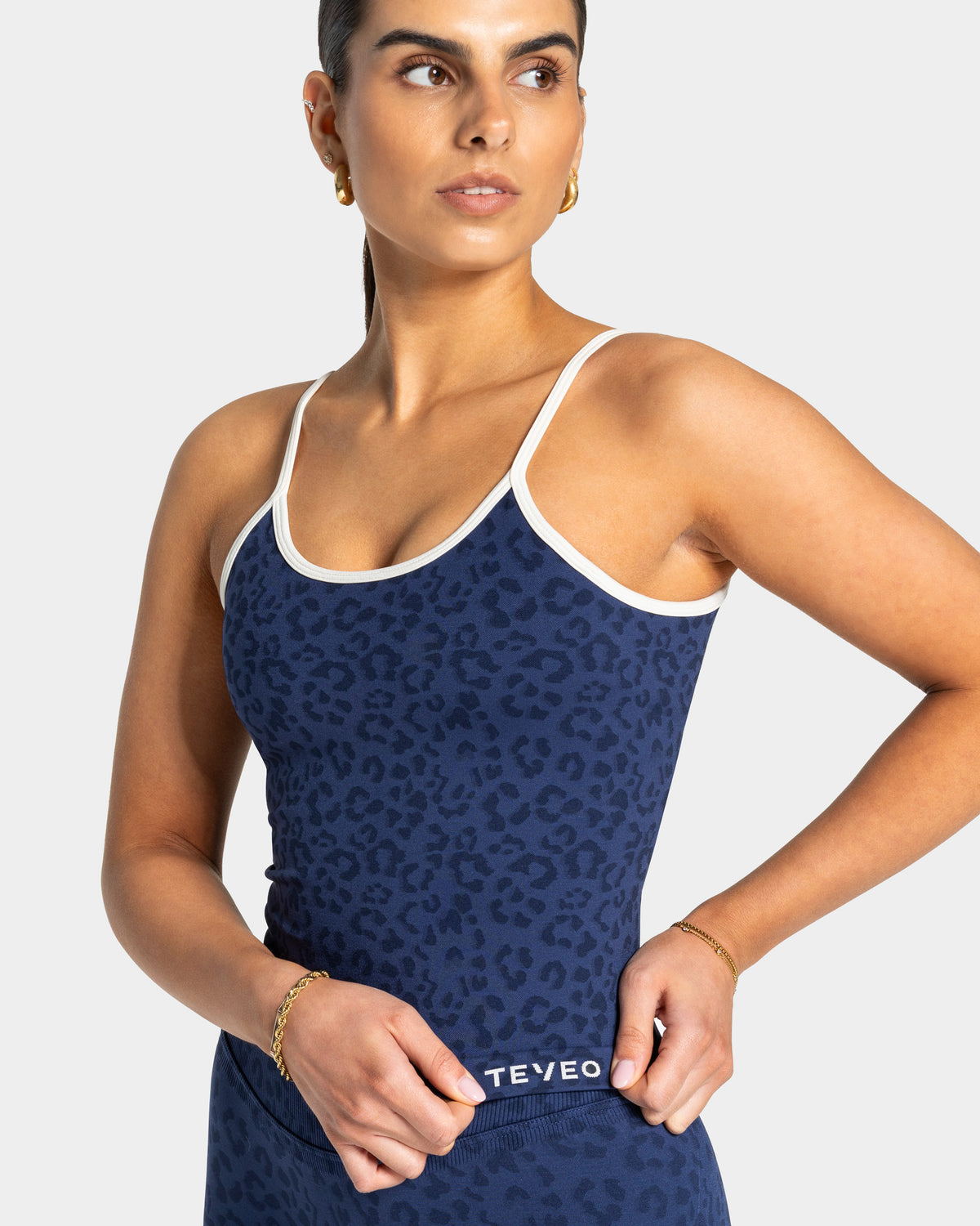 Contrastline Cami Top ‘Dark Blue Leopard’