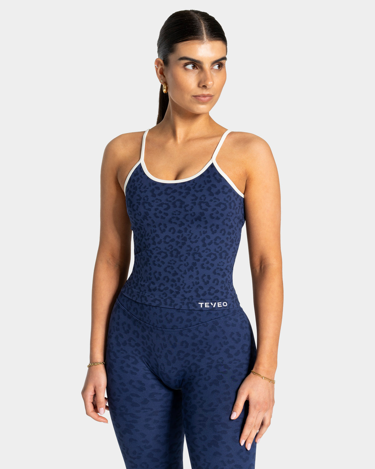 Contrastline Cami Top ‘Dark Blue Leopard’