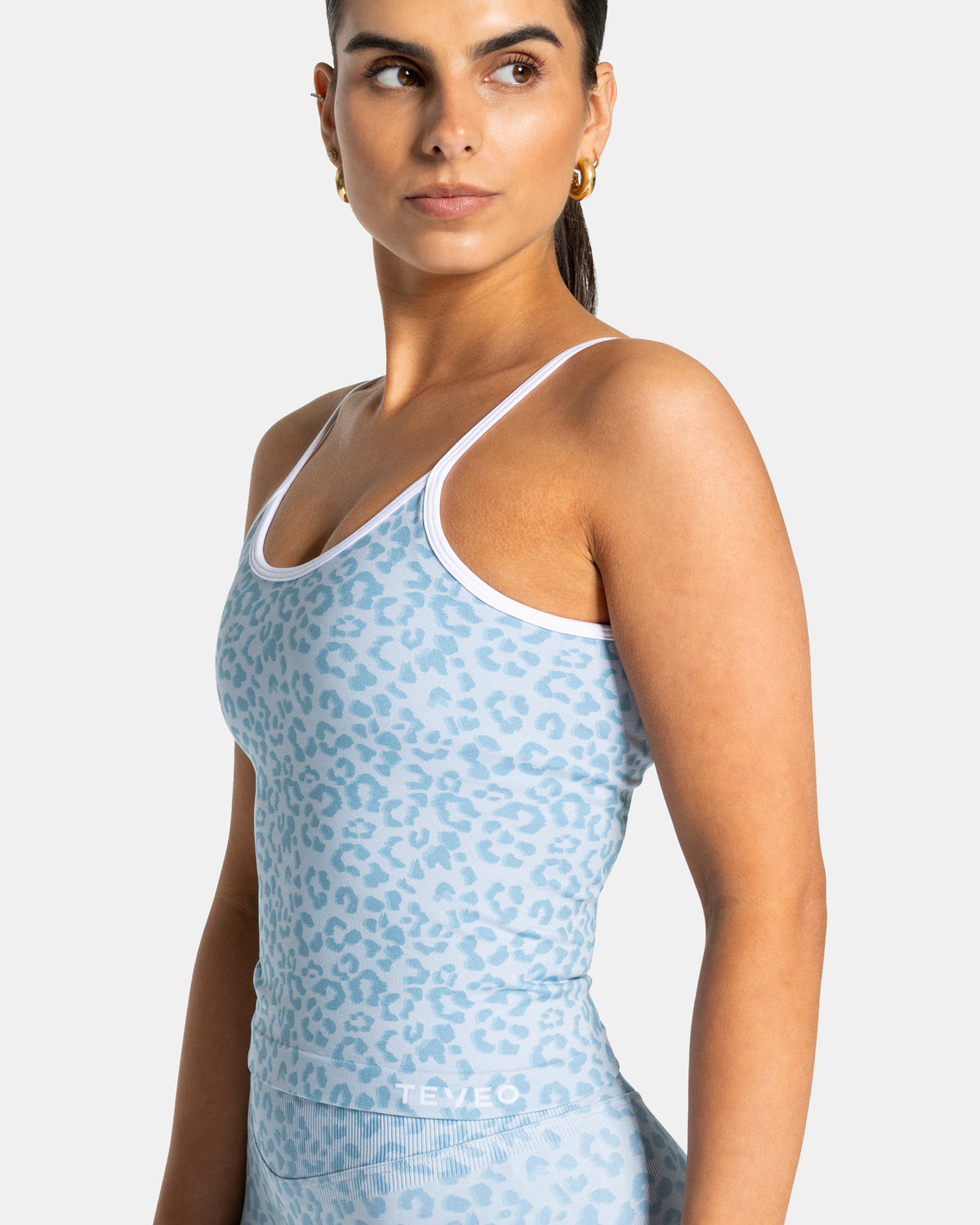 Contrastline Cami Top ‘Baby Blue Leopard’