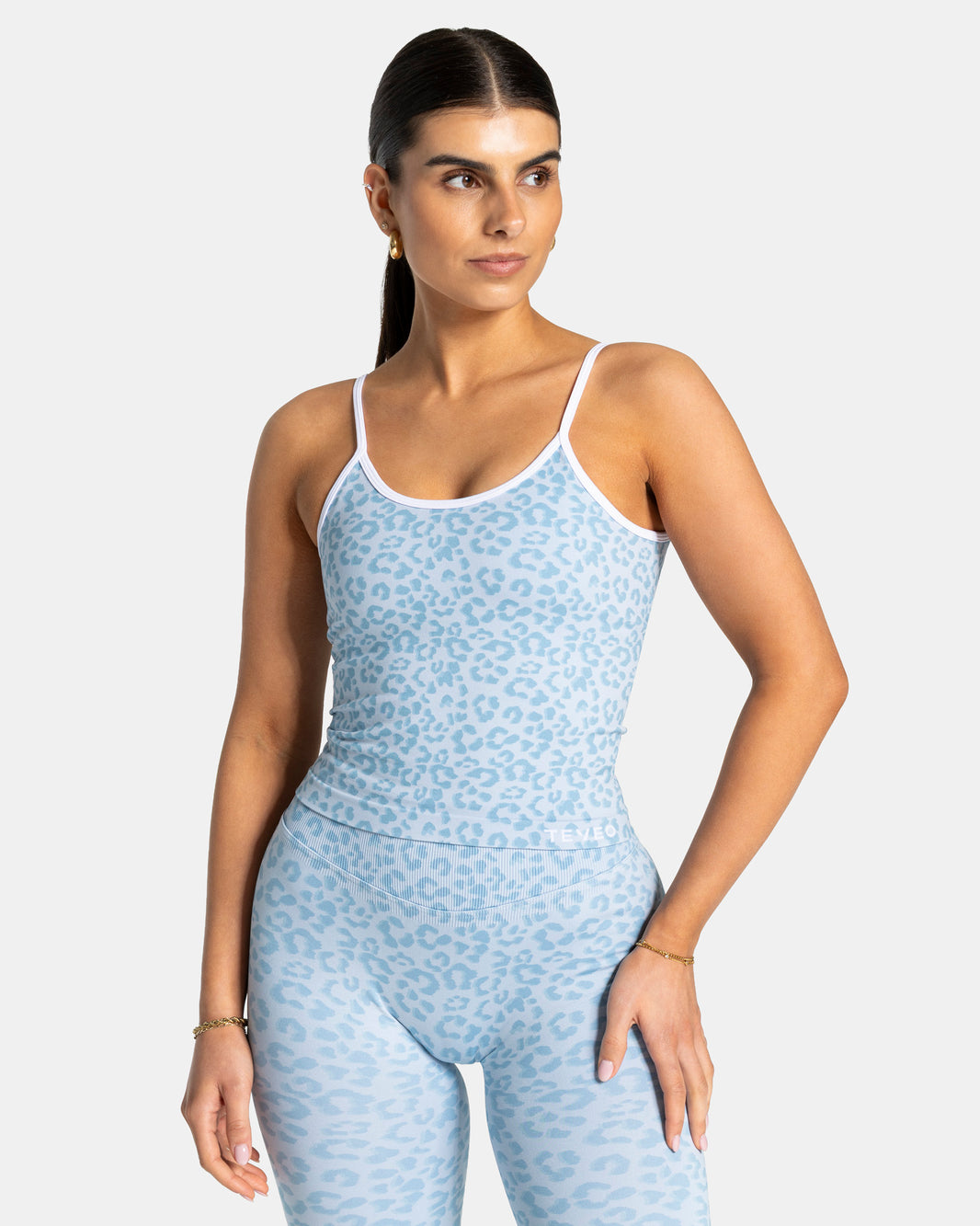Contrastline Cami Top ‘Baby Blue Leopard’