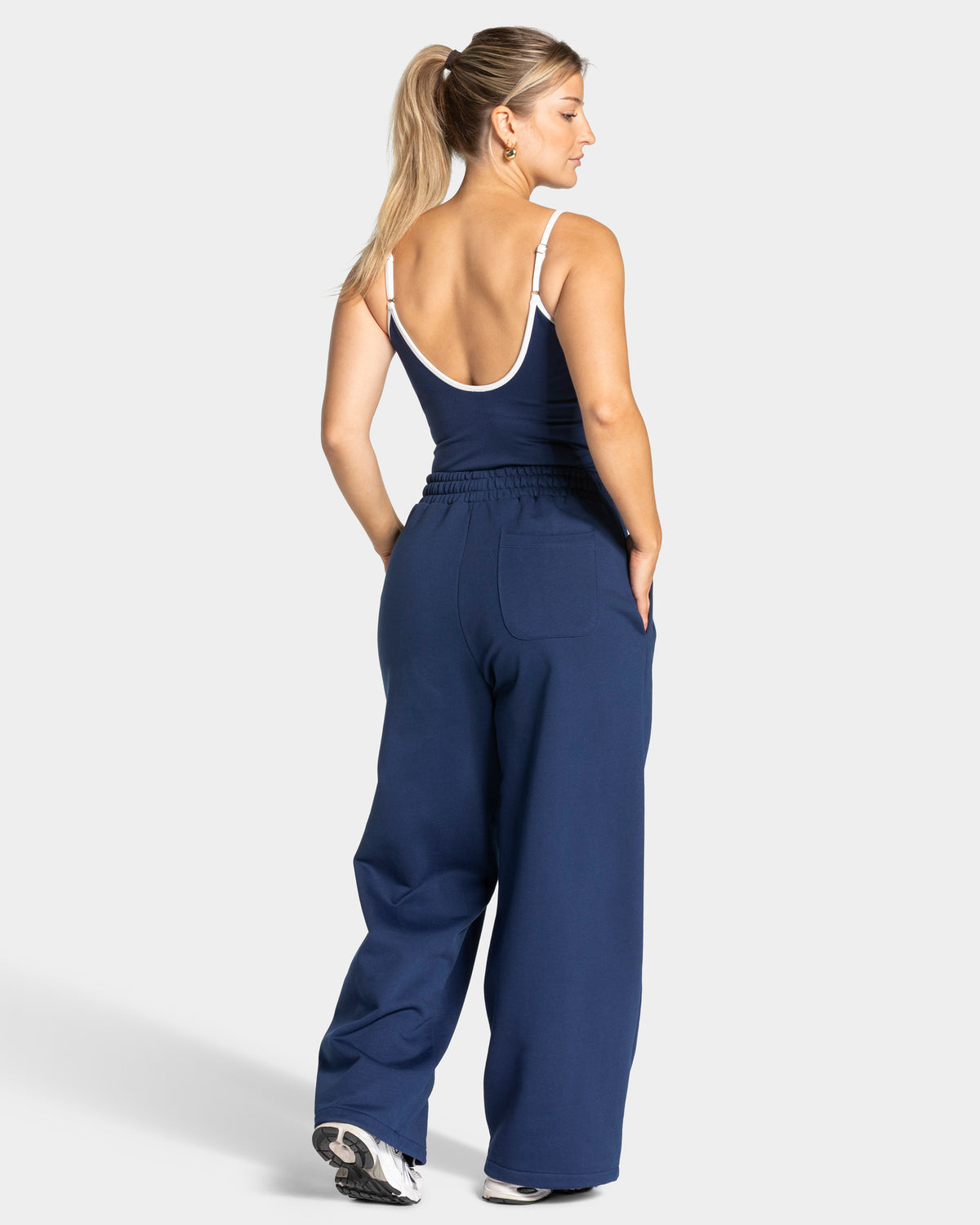 Contrastline Wide Leg Joggers ‘Dark Blue’