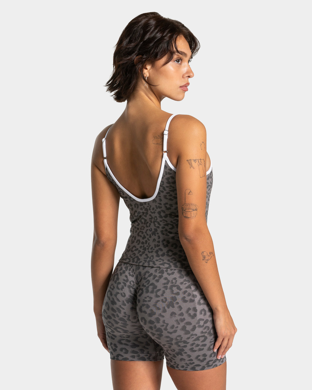 Top Cami Contrastline “Stampa leopardata Grafite"