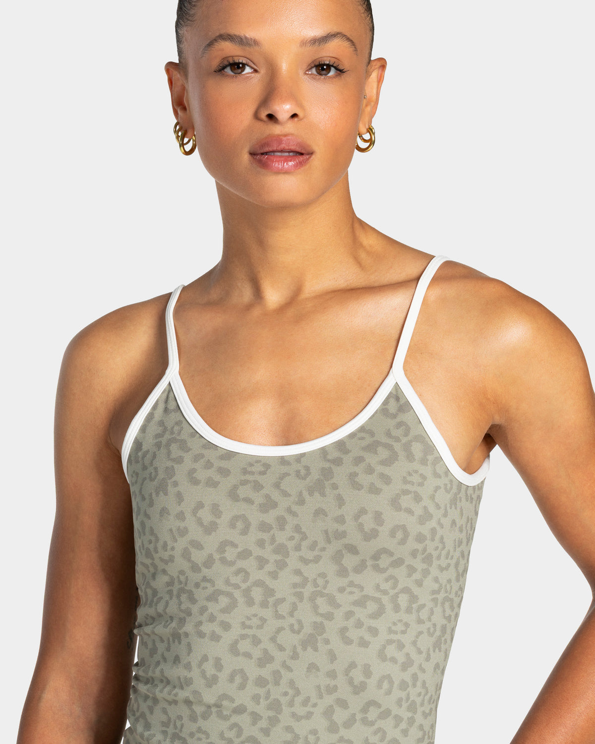 Contrastline Cami Top ‘Khaki Leopard’