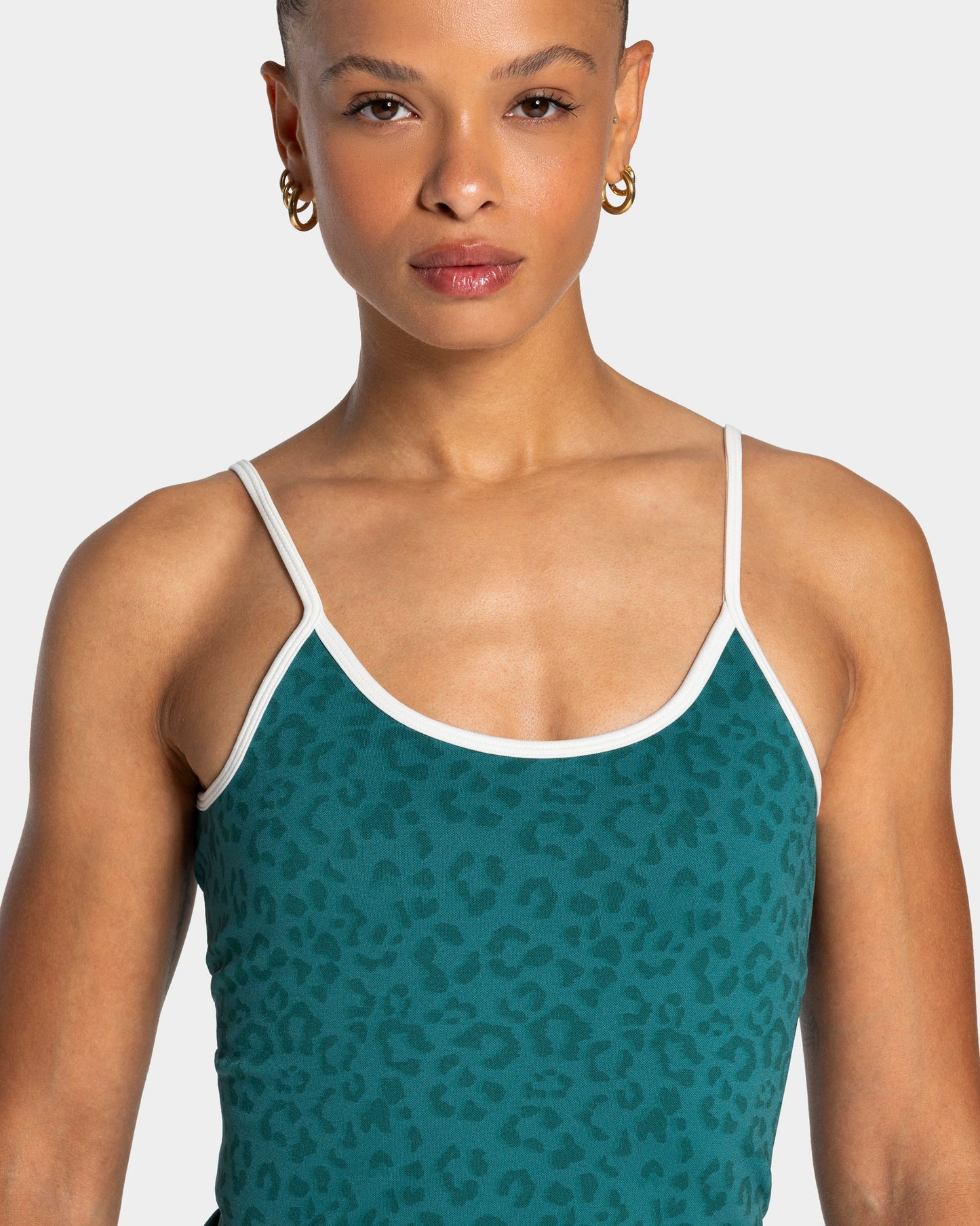 Top Cami Contrastline “Stampa leopardo Petrol"