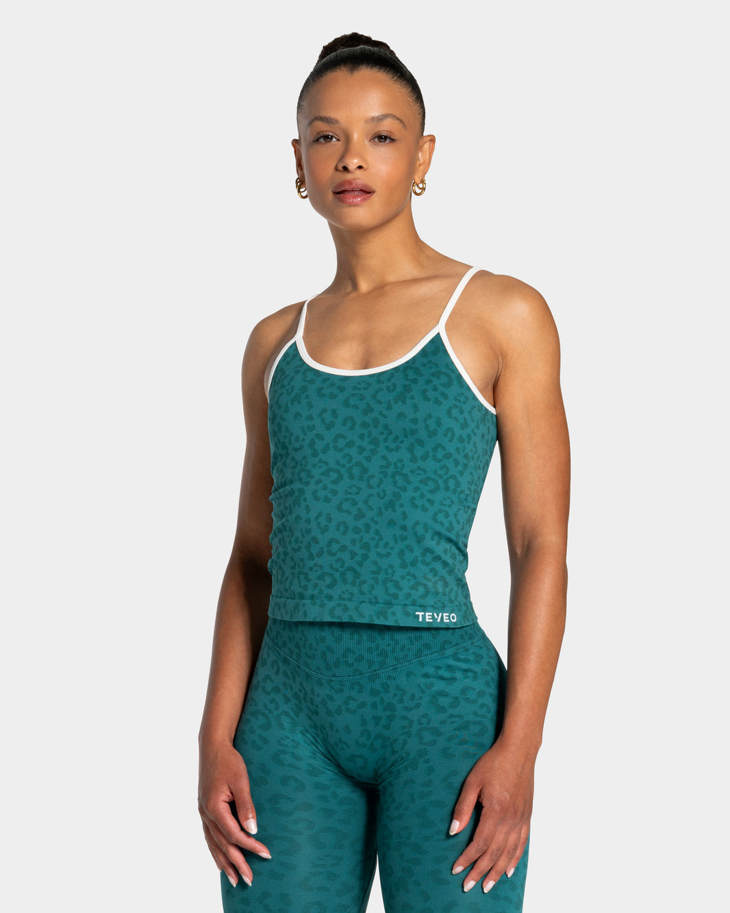 Top Cami Contrastline “Stampa leopardo Petrol"