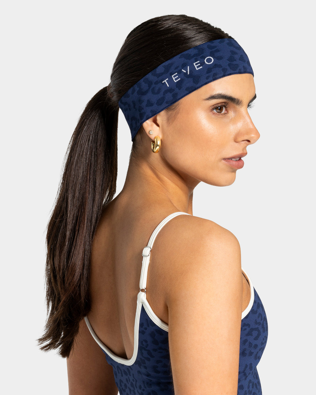 Contrastline Headband ‘Dark Blue Leopard’