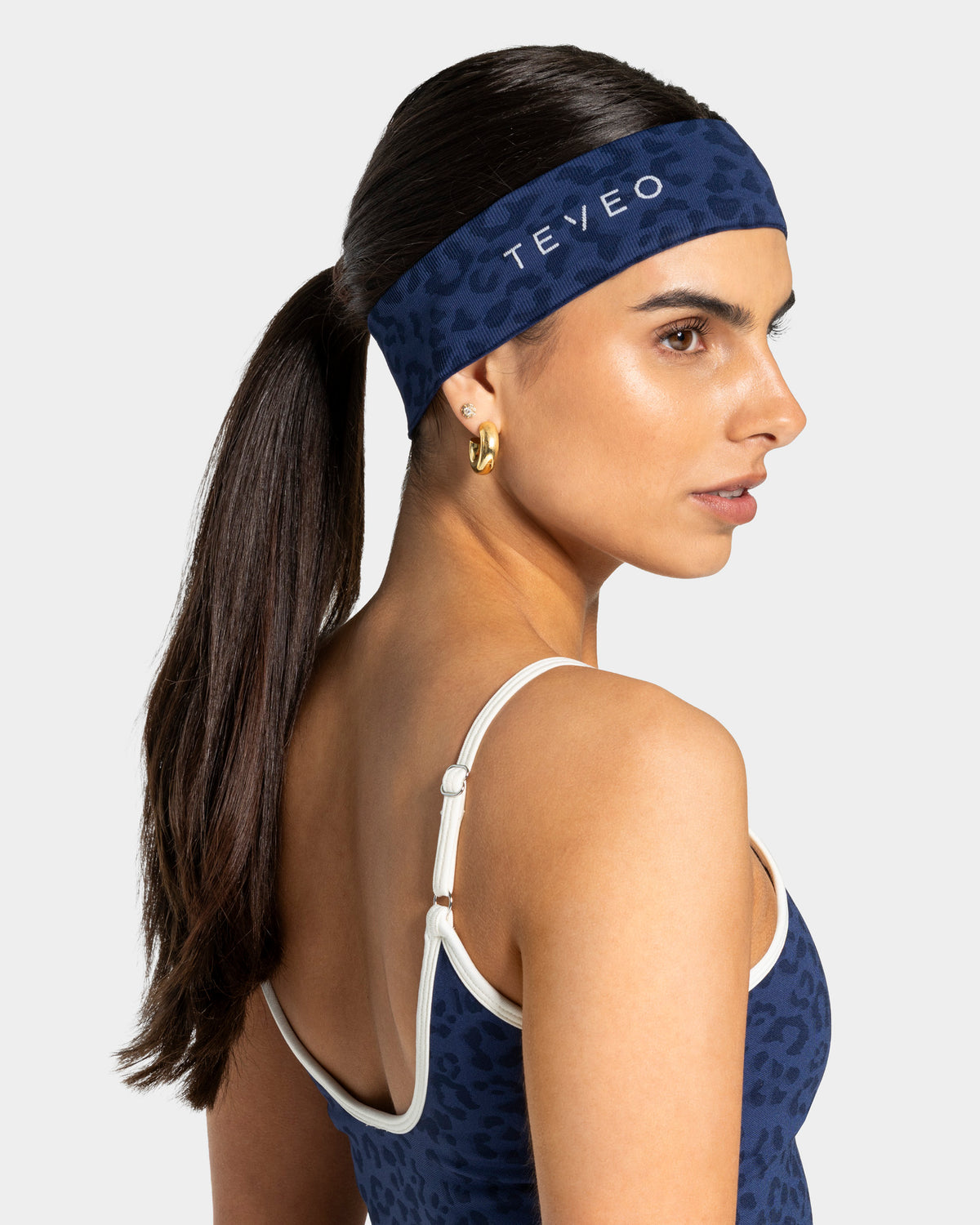 Contrastline Headband ‘Dark Blue Leopard’