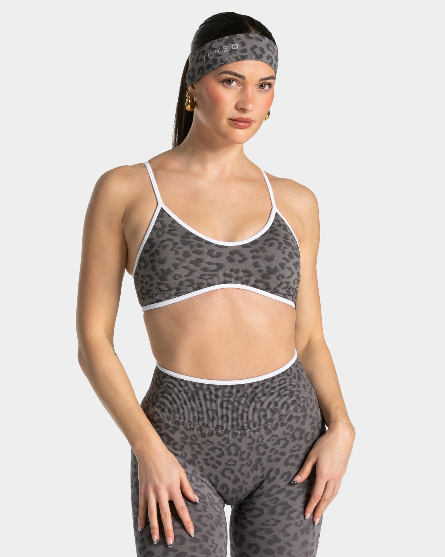 Fascia per capelli Contrastline “Stampa leopardata Grafite"