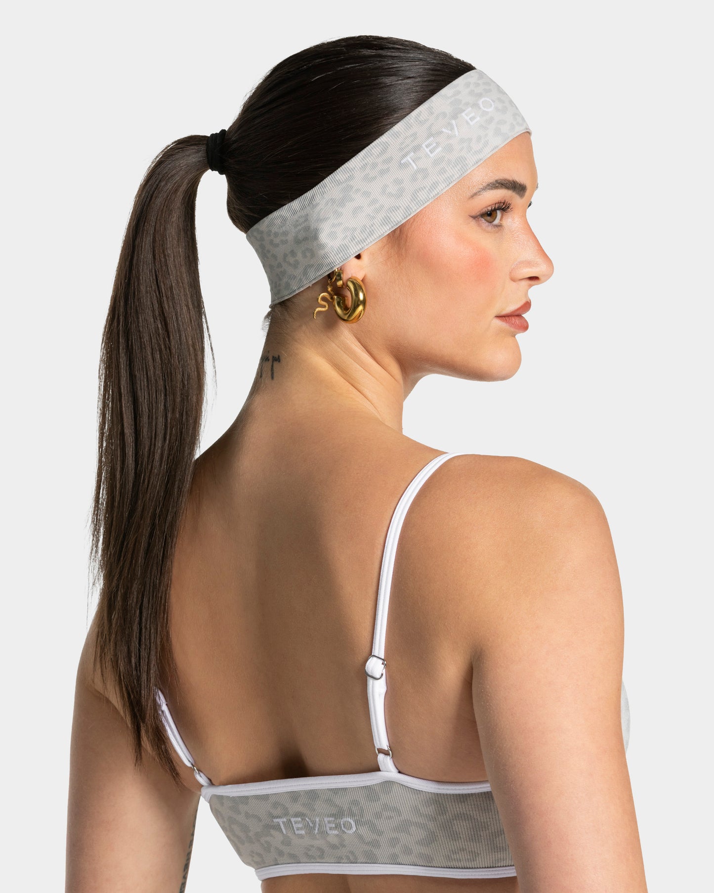 Contrastline Headband ‘Light Grey Leopard Print’