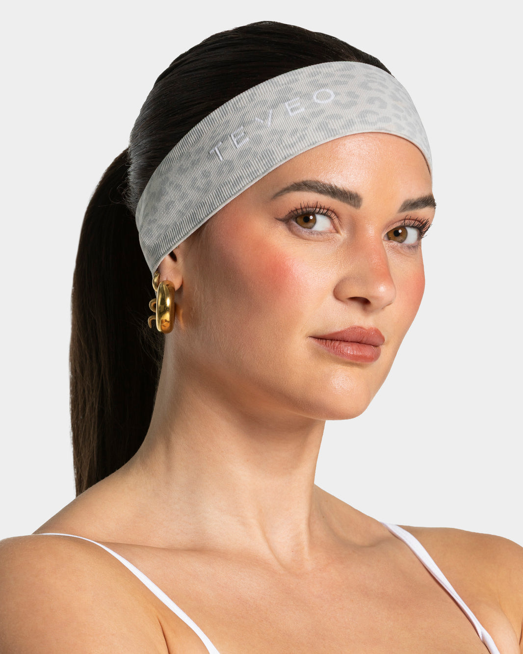 Contrastline Headband ‘Light Grey Leopard Print’