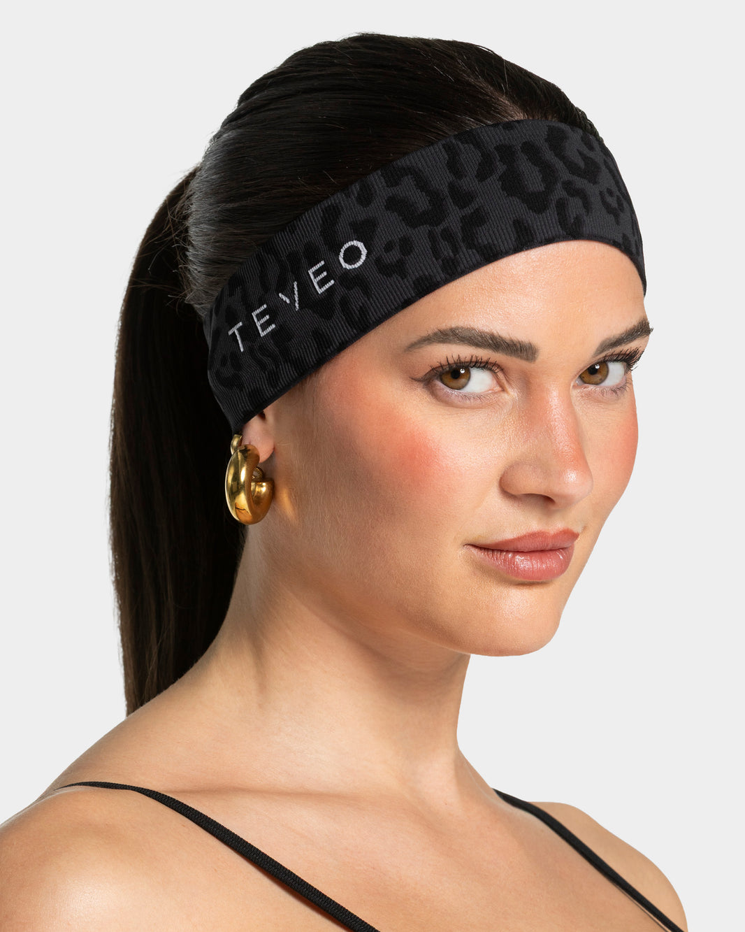 Contrastline Headband ‘Black Leopard Print’