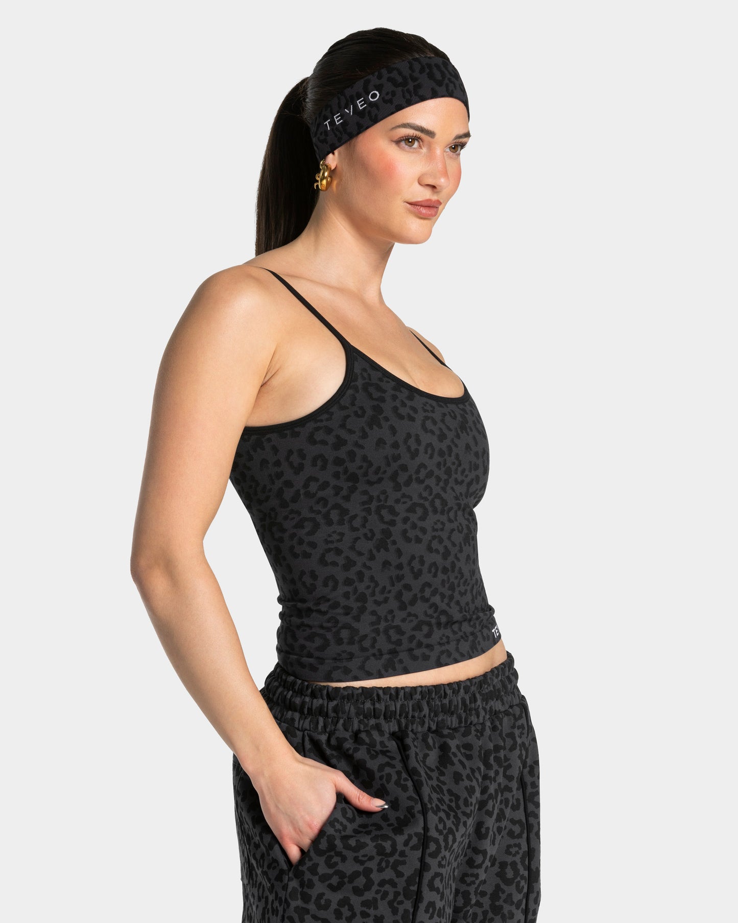 Contrastline Headband ‘Black Leopard Print’