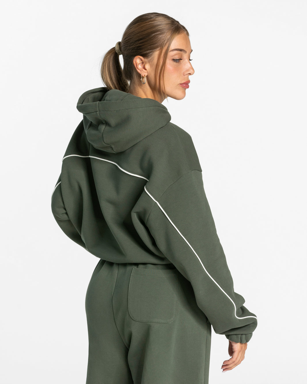 Contrastline Hooded Sweater ‘Khaki’