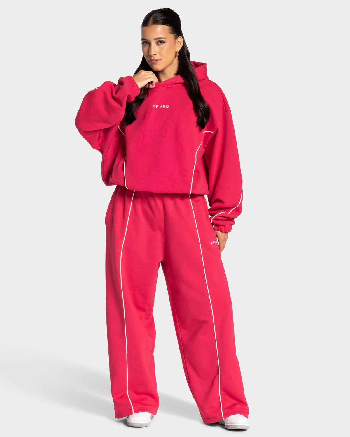 Contrastline Hooded Sweater ‘Berry’