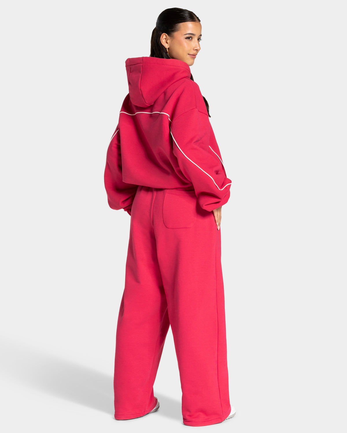 Contrastline Hooded Sweater ‘Berry’
