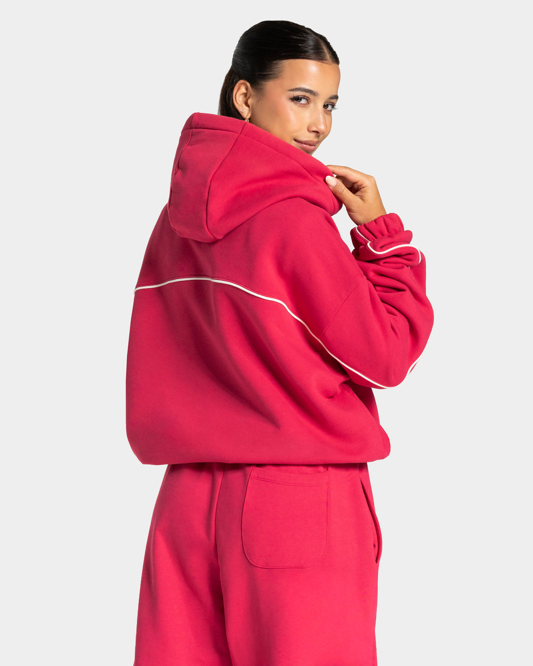 Contrastline Hooded Sweater ‘Berry’