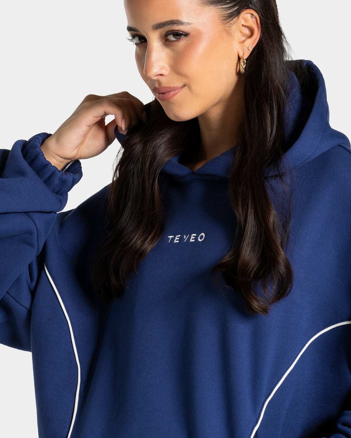 Contrastline Hooded Sweater ‘Indigo’