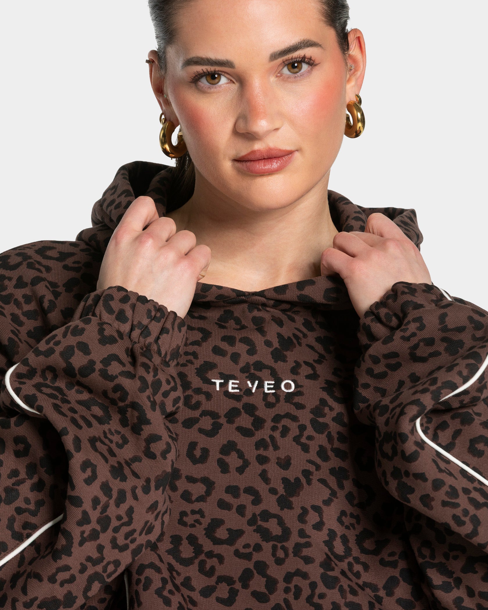 Contrastline Hooded Sweater 'Espresso Leopard Print'