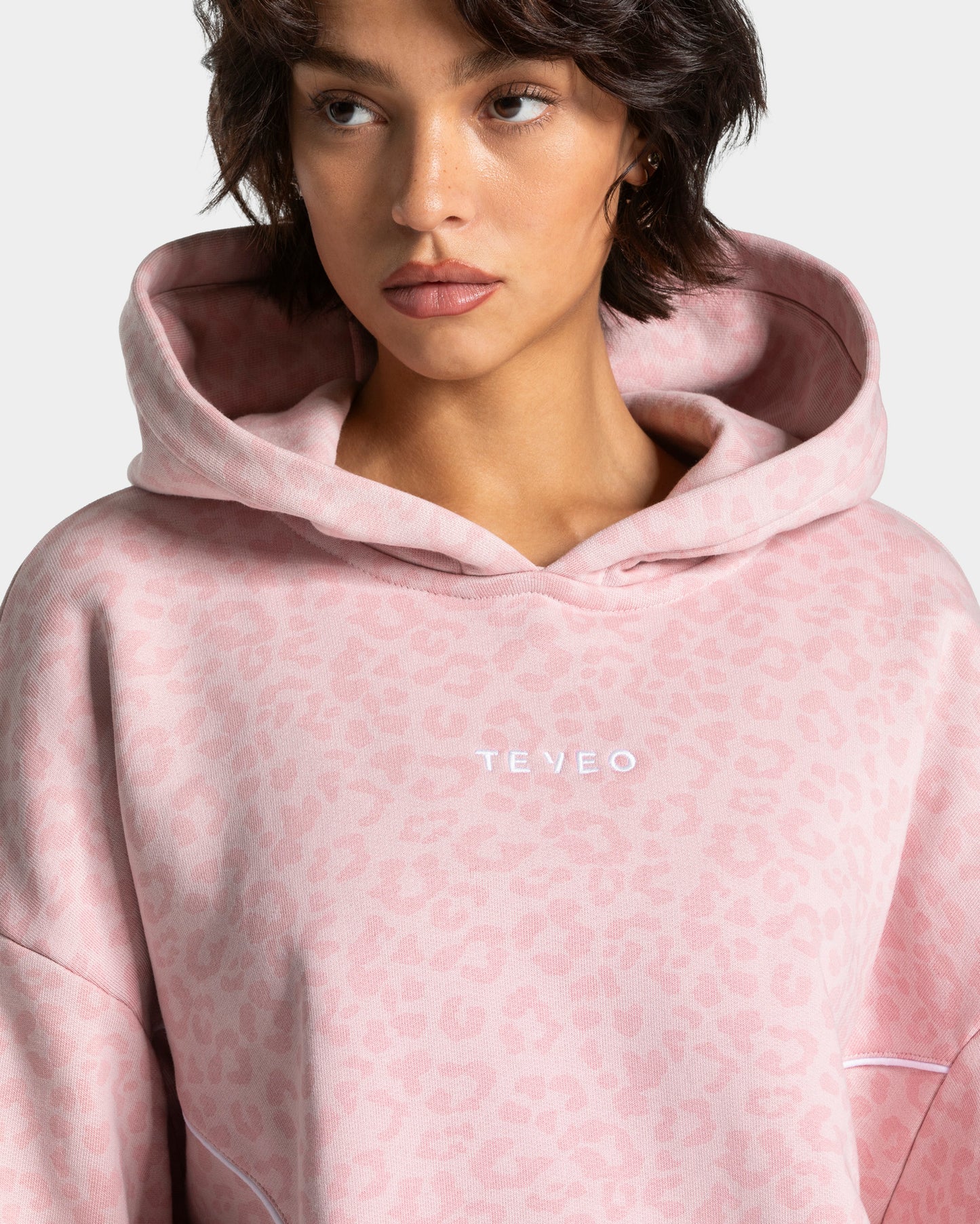 Contrastline Hooded Sweater ‘Light Pink Leopard Print’