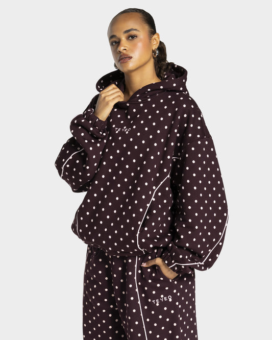 Contrastline Hooded Sweater ‘Merlot Polka Dot’